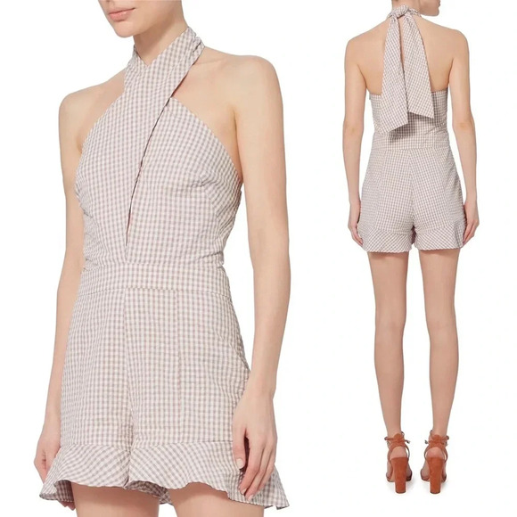 Intermix White Mauve Fernada Gingham Romper Size 2 - Picture 1 of 12